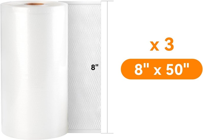 Wevac [2024 New] 8" x 50' 3 Rolls, Vacuum Sealer Rolls Bags for Food, Great for Food Storage, Sous Vide and Meal Prep, Lite - Image 2